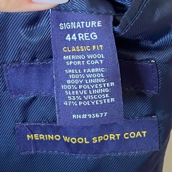 Stafford Merino Wool Dark Blue Blazer Classic Size 44L - Picture 5 of 8